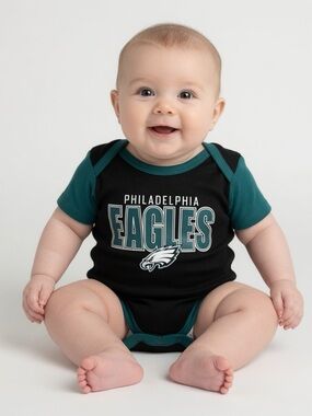 Team Apparel Philadelphia Eagles Teal and Black Baby One-Piece